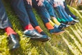 Colorful socks of groomsmen