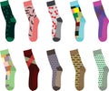 Colorful socks, ten different designs