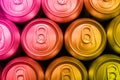 Colorful soda drinks cans overhead Royalty Free Stock Photo