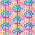 Colorful soft pastel colored repeating pattern of circles and squares Royalty Free Stock Photo