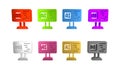 Colorful Software, web developer programming code icon isolated on white background. Javascript computer script random Royalty Free Stock Photo