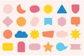 Colorful solid and isolated random shapes empty sticker and labels icons set on pink