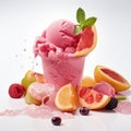 Colorful Sorbet With Fresh Fruits - Commercial Style Ice Cream Photography