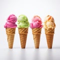 Colorful Sorbet Mini Ice Creams On White Background