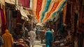 Colorful Souk Adventure in Morocco./n Royalty Free Stock Photo