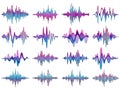 Colorful sound wave patterns arranged in a grid formation for visual audio analysis Royalty Free Stock Photo