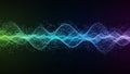 Colorful sound wave visualization with connected dots and lines abstract background Royalty Free Stock Photo