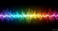 Colorful sound wave visualization with sparkling particles on a black backdrop for vibrant audio representation Royalty Free Stock Photo