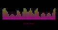 Colorful sound waves on black background set, audio player, equalizer Royalty Free Stock Photo