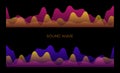Colorful sound waves on black background set, audio player, equalizer Royalty Free Stock Photo