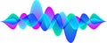 Colorful sound waves are creating a vibrant and dynamic visual representation of audio signal waveform, symbolizing