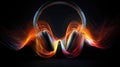 A colorful sound waves from the headphone, a waves of compression and rarefaction, by which sound is propagated in an Royalty Free Stock Photo