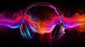 A colorful sound waves from the headphone, a waves of compression and rarefaction, by which sound is propagated in an Royalty Free Stock Photo