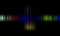 Colorful sound waves vector design.digital equalizer audio sound waves on black background, stereo sound effect signal. Royalty Free Stock Photo