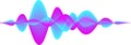 Colorful sound waves are vibrating and creating a dynamic visual representation of audio signal, music waveforms, or