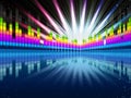 Colorful Soundwaves Background Shows Music Frequencies And Bright Beams. Royalty Free Stock Photo