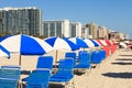 Colorful South Beach Umbrellas and Lounge Chairs