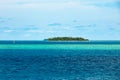 Tropical paradise in clear turquoise and blue water, small island, palm trees, South Pacific Ocean, Aitutaki, Cook Islands