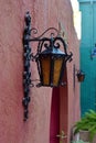 Colorful southwest wall with light fixtures