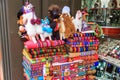 Colorful souvenirs  at a Tarabuco traditional market, Bolivia Royalty Free Stock Photo