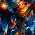 Colorful space abstraction with sharp diamonds and crystal cubism (tiled)