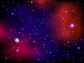 Colorful space galaxy background with planet and stars. Milky way and stardust. Artwork background. Color nebula