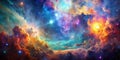 Colorful space galaxy cloud nebula Stary night cosmos Universe science astronomy Supernova background wallpaper Generative AI