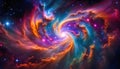 Colorful space galaxy, cloudy nebula. Starry night space. universe, astronomy,