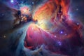 Colorful Space With Stars, Inspiring view of a celestial body through colors of the Orion Nebula, AI Generated Royalty Free Stock Photo