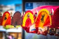 Colorful Spanish Fans arranged for sale in a store Royalty Free Stock Photo