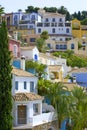 Colorful Spanish pueblo on hillside