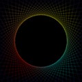 Colorful sparkling circle frame lines on dark black, background light line circle shape for banner and copy space, abstract color Royalty Free Stock Photo