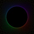 Colorful sparkling circle frame lines on dark black, background light line circle shape for banner and copy space, abstract color Royalty Free Stock Photo