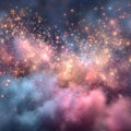 Colorful sparkling firework cloud with glowing particles and dreamy night ambiance Royalty Free Stock Photo