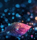 Colorful sparkling leaf with bokeh background creating a magical atmosphere, copy space for text Royalty Free Stock Photo