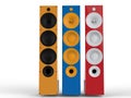 Colorful speakers - front view Royalty Free Stock Photo