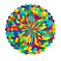 Colorful, spectrum colored abstract mandala, motif icon. Abstract circular, multicolor design element