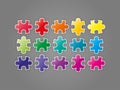 Colorful spectrum rainbow puzzle pieces collection.