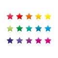 Colorful spectrum rainbow star shape icons isolated on white background