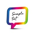 Colorful speech bubble with sample text isolated on white background Royalty Free Stock Photo