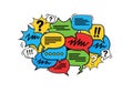 Colorful speech bubbles with exclamation marks Royalty Free Stock Photo