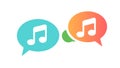 Colorful Speech Bubbles with Music Notes, vector design Generative AI Royalty Free Stock Photo