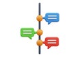 Colorful speech bubbles on a timeline representing communication flow Royalty Free Stock Photo