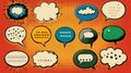 Colorful speech bubbles with varied designs for creative communication Royalty Free Stock Photo