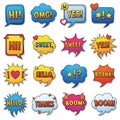 Colorful speech bubbles with various expressions Royalty Free Stock Photo