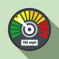 Colorful speedometer icon, flat style