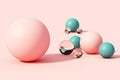 Colorful sphere ball on pink pastel background