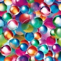 Colorful spheres floating in a vibrant background create an abstract visual display of light and depth Generative AI Royalty Free Stock Photo