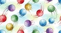Colorful Spheres with Motion Trails Seamless Pattern Royalty Free Stock Photo