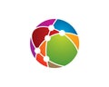 Colorful spheric 3d atom core movement track